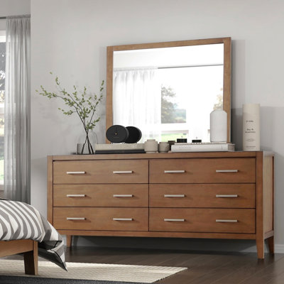 Transitional Bedroom Furniture 1pc Dresser Of 6x Drawers Light Brown Finish Wooden