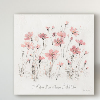 « wildflowers iii rose mères », art textuel sur toile tendue