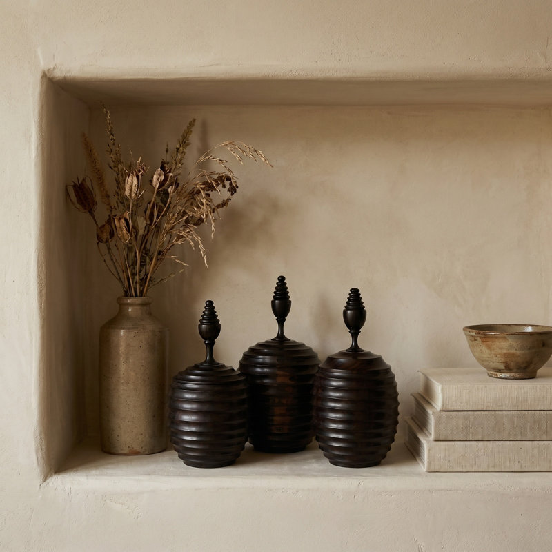 Ebony Wood Collection Wood Jar, 8.7"