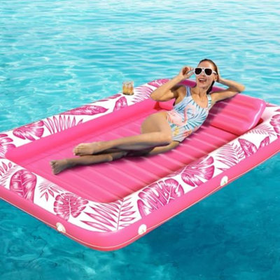 Flotteur gonflable avec chaise longue de bronzage - bain de soleil 4 en 1, bain de soleil, piscine, radeau flottant, jouets, tapis de lit de bronzage rempli d'eau pour adultes, piscine pour enfants