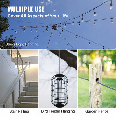 Stainless Steel Cable Railing 1/8"x 500ft, Wire Rope 316 Marine Grade, Braided Aircraft Cable 1x19 Strands Construction for Deck Rail Balusters Stair Handrail Porch Fence
