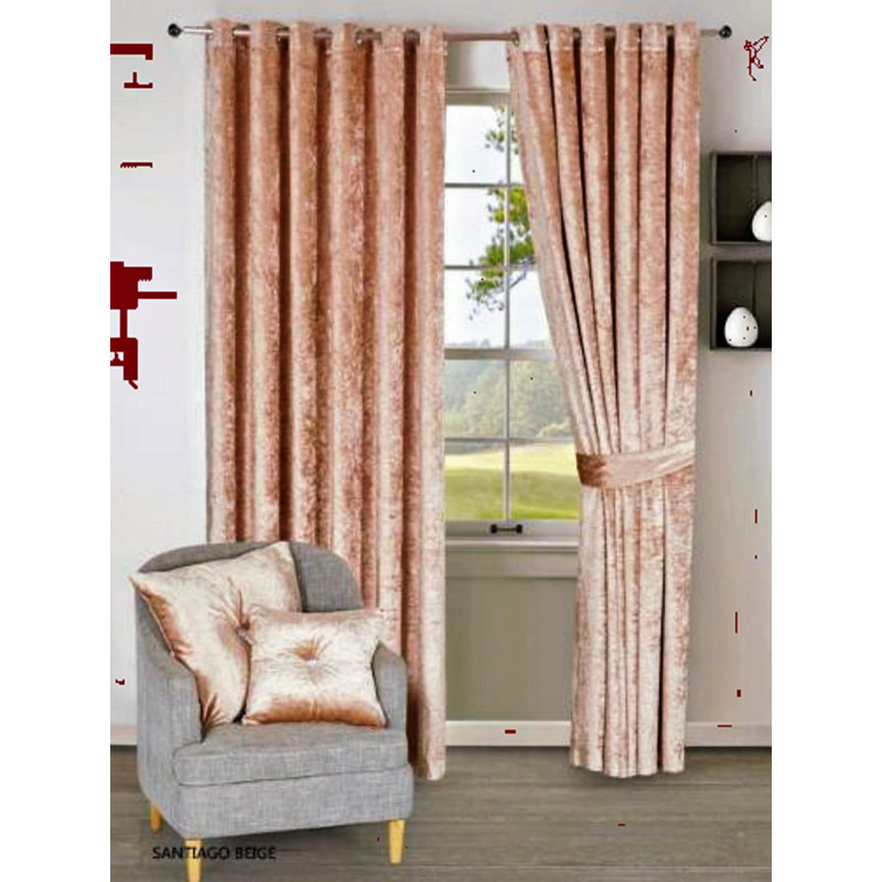 Magdeline Room Darkening Curtain Pair, Beige, 168cm W x 228cm D