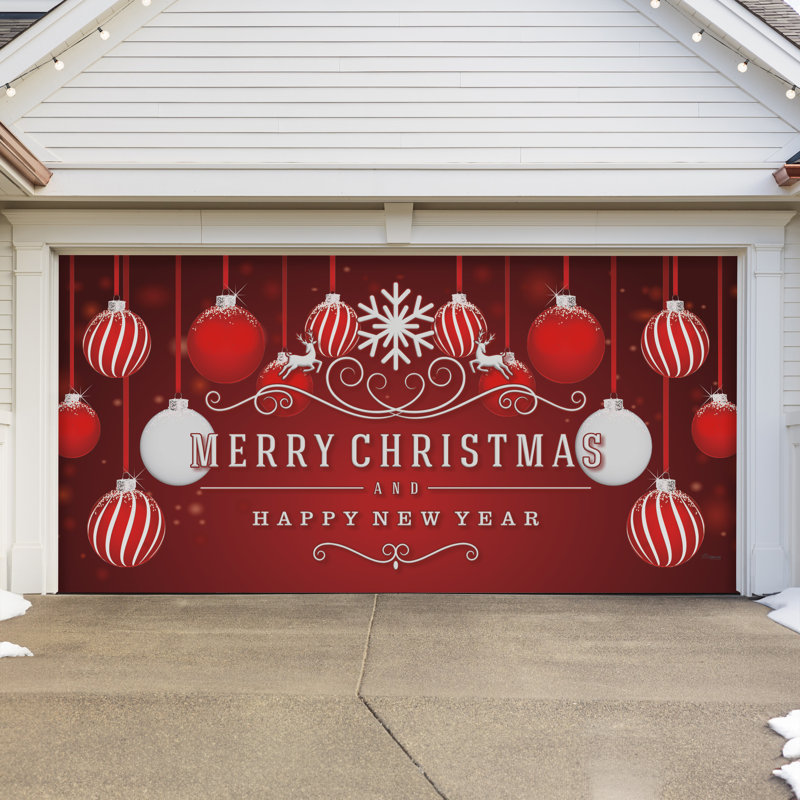 Ornaments in Snow Garage Door Mural