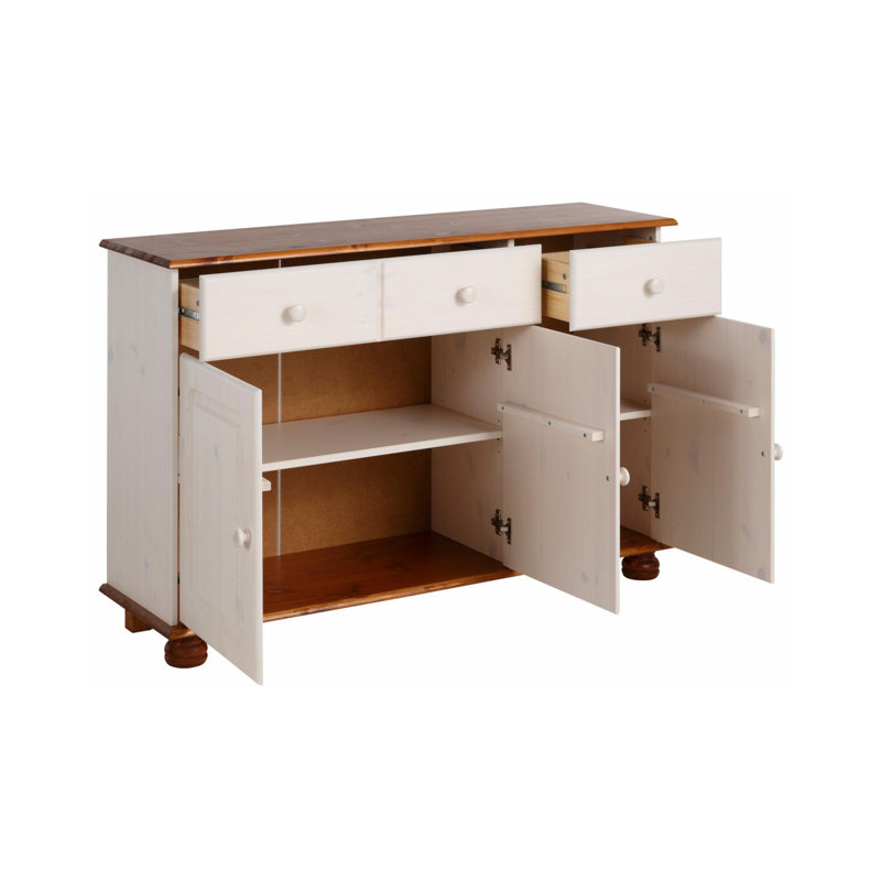 Benedetto 116cm Solid Wood Sideboard, White / Honey