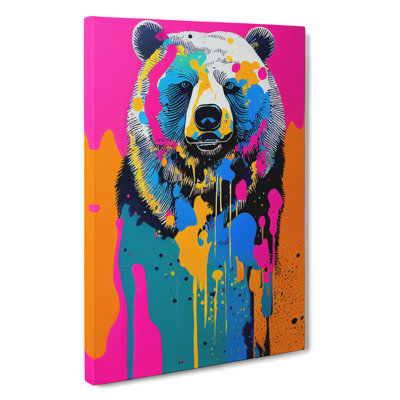 Dripping Paint Bear No.1 - Wrapped Canvas