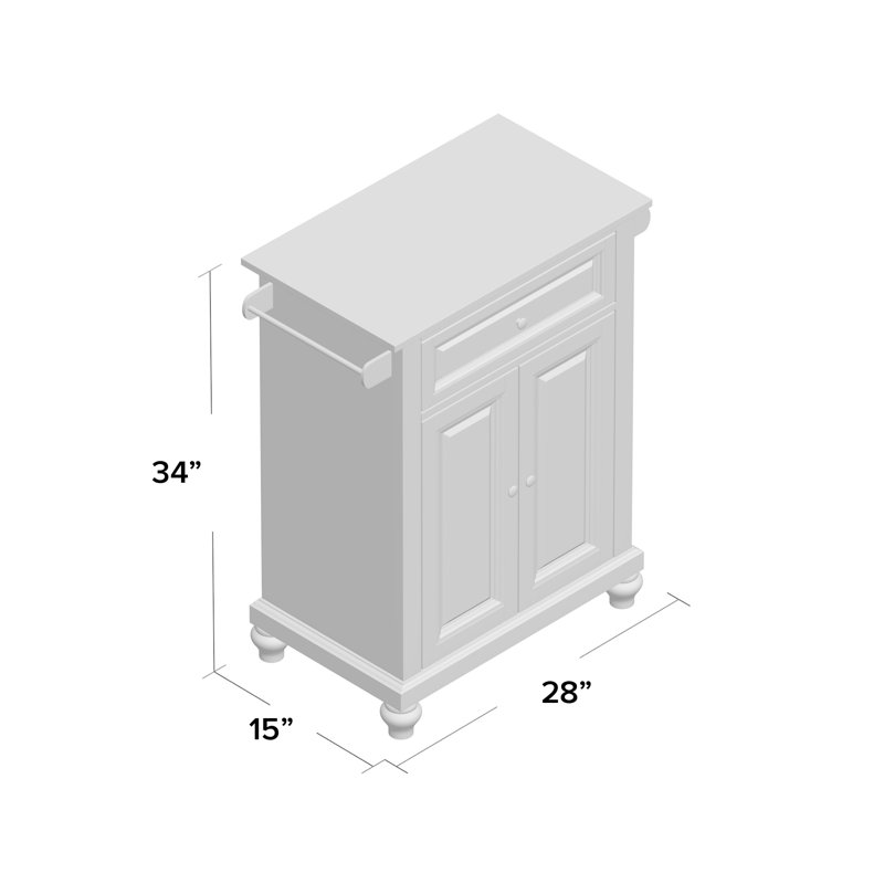 Altonio Marble Top Kitchen Cart, White