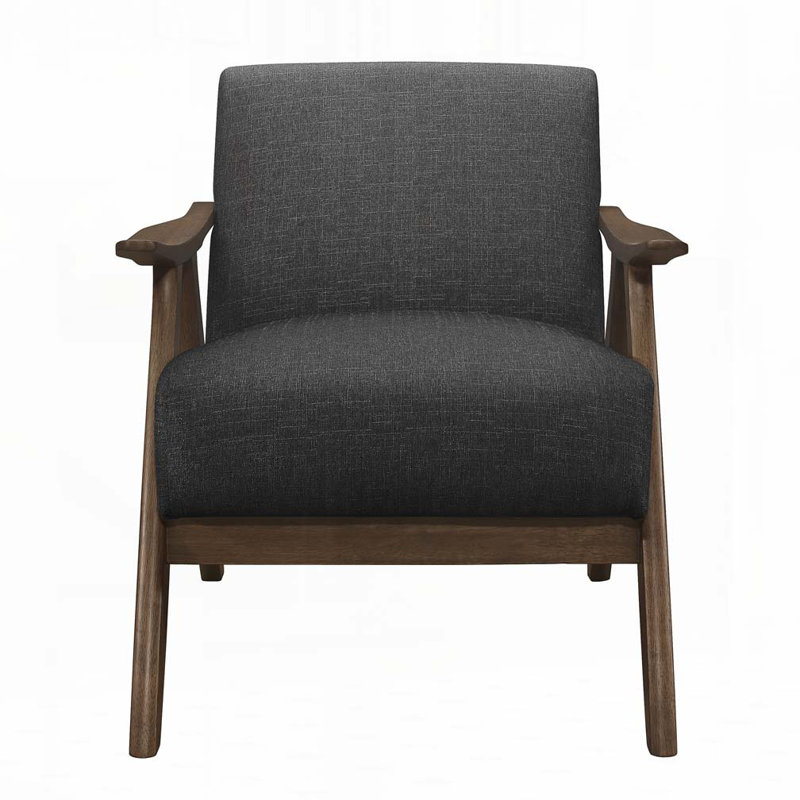 Fauteuil rembourré en bois, H 31,5 po x l 28,5 po x P 30 po, Gris foncé