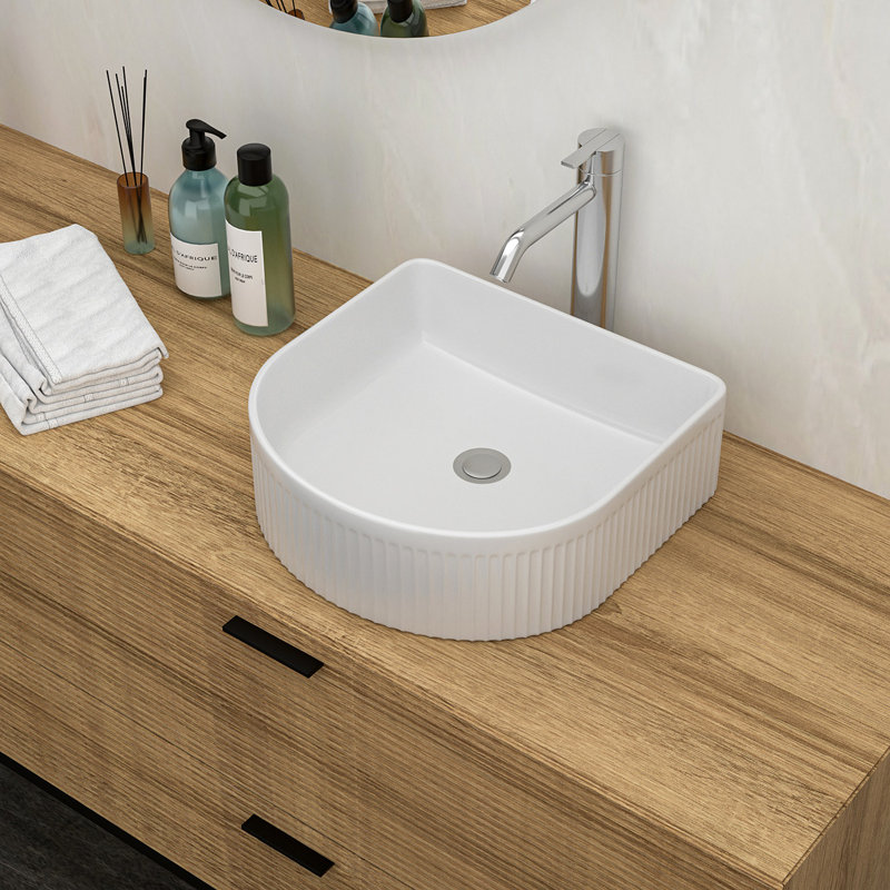 Lavabo de salle de bain en céramique blanche 15,69 "X 13,69"
