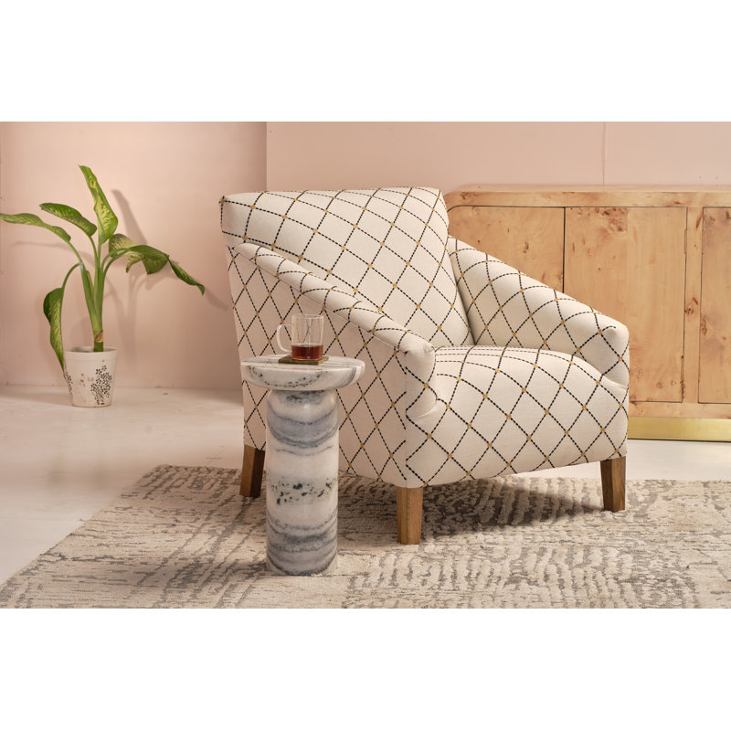 Siara White Round Accent Table, White/Gray