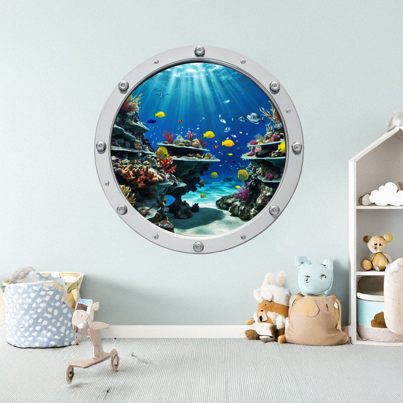 Coral Reef Porthole Wall Stickers, 65cm H x 65cm W
