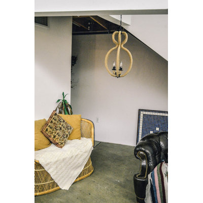 3 - Light Rattan Geometric Chandelier