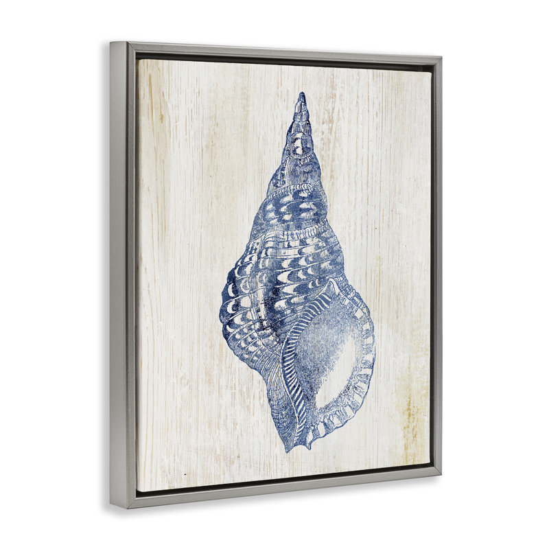 Cadre flottant Tranquil Blue Shell, design par Susan Arnot, Cadre flottant gris lustré, H 21 po x l 17 po