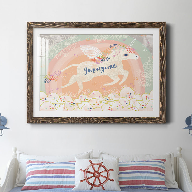 Imagine Licorne - Reproduction de cadre photo sur papier, Noyer, H 31,5 po x l 23,5 po x P 1,5 po
