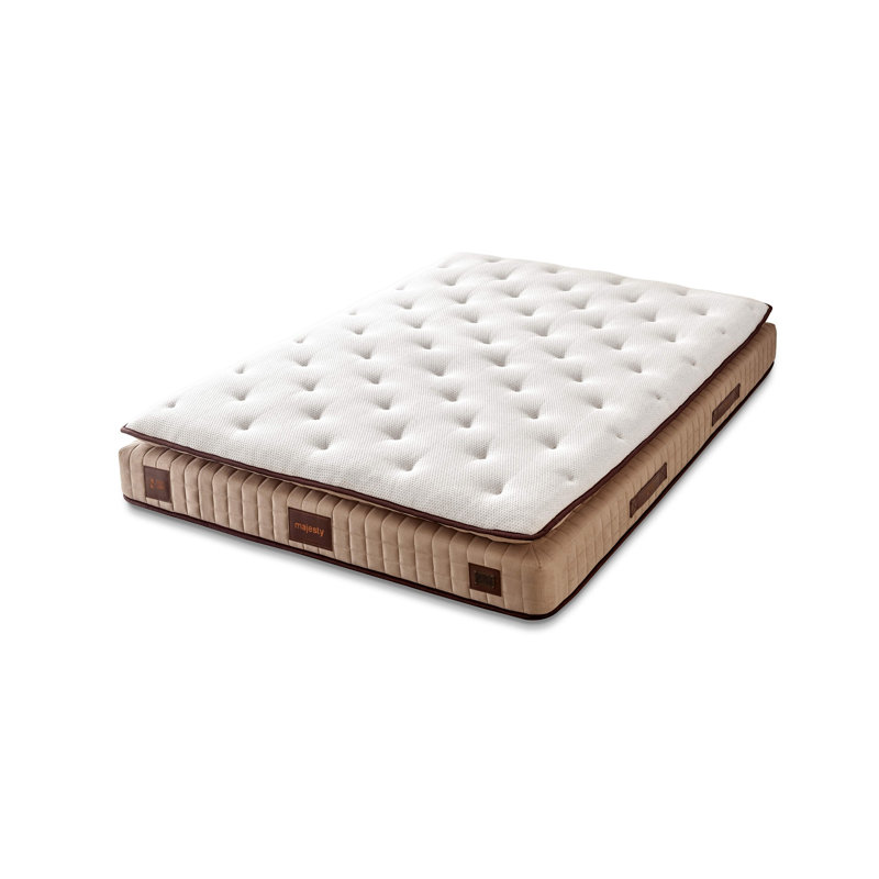 Luxueux matelas de style hôtel de 55,1 po x 74,8 po x 11,8 po | Housse en tricot doux, rembourrée d'un côté | Design élégant blanc et brun | Parfait pour le confort et la détente dans les chambres à coucher