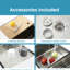 Évier de cuisine en acier inoxydable 30 po x 19 po encastré, bol simple avec planche à découper, passoire, fini, système de drainage efficace 304 à rayures, aspect brossé