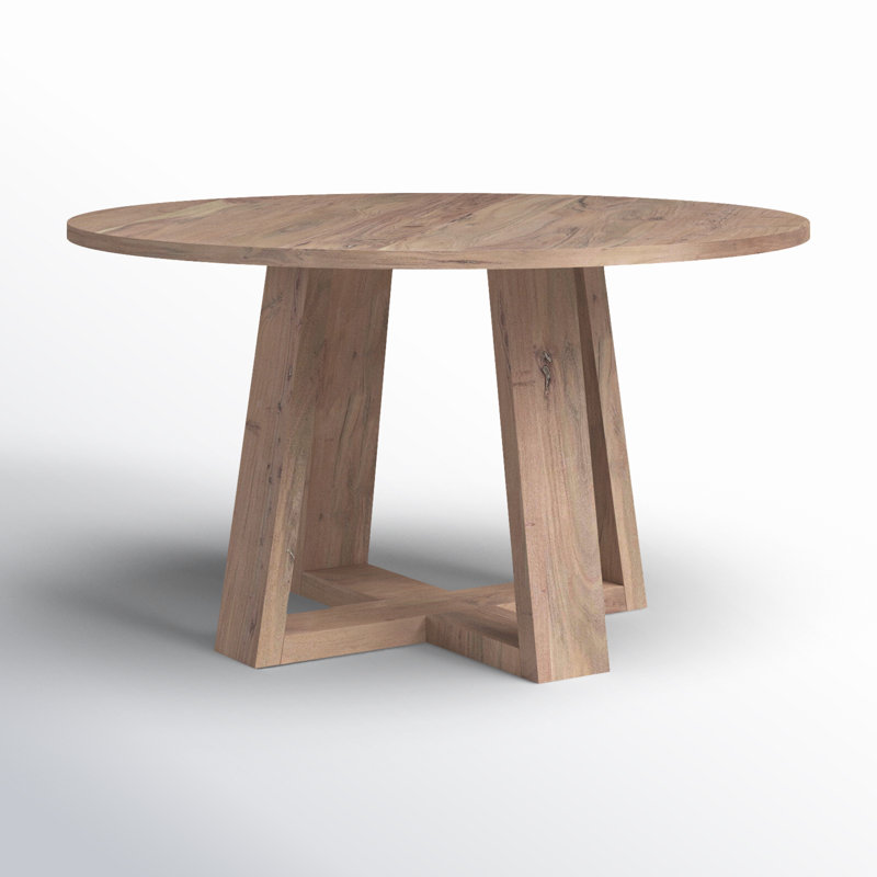 Tanya Round Solid Wood Dining Table, Whitewashed
