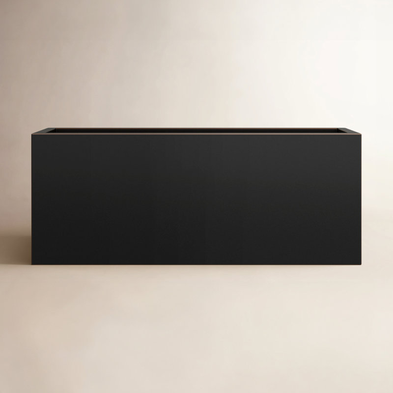 Tormund Metal Planter Box, 15" H x 38" W x 15" D, Black/Gold Edge