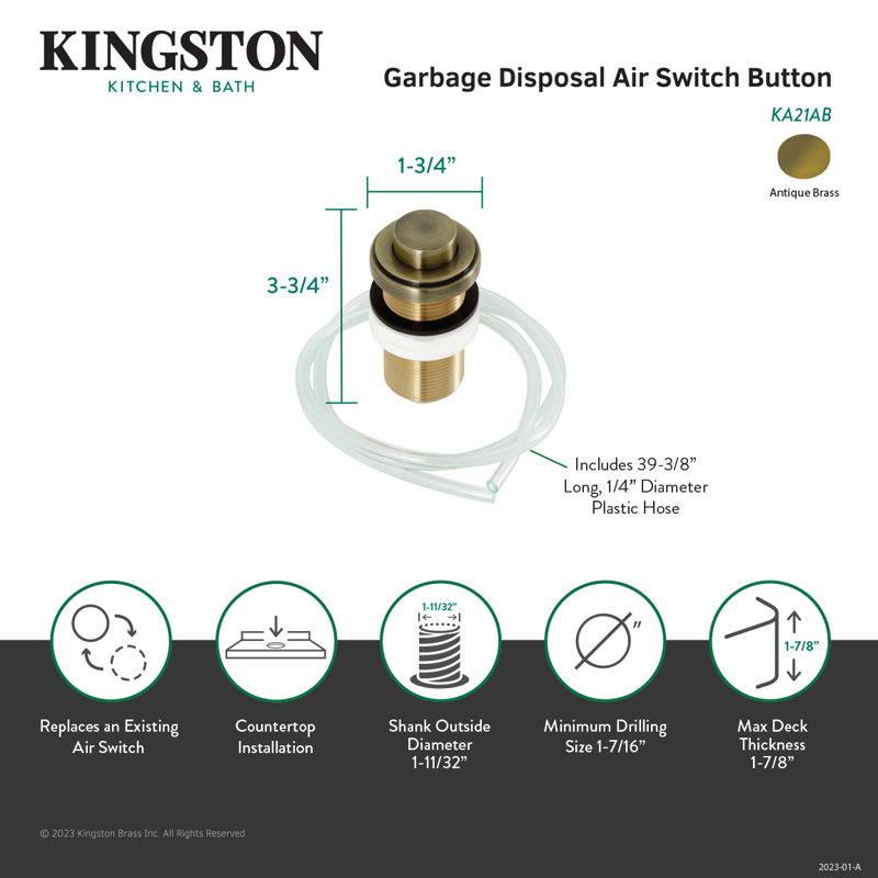 Kingston Brass Trimscape Garbage Disposal Air Switch Button