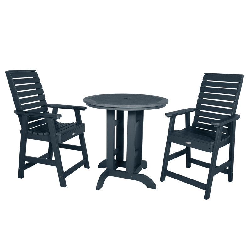 Machado 2-Person 36" Round, Counter-Height Dining Set, Federal Blue