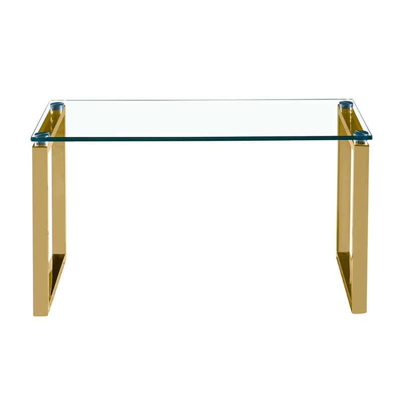 Talisa Glass Top Coffee Table, 16" H x 39" L x 18" W, Gold