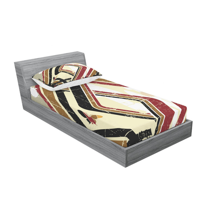 Microfiber Abstract Sheet Set, Twin XL Sheet Set with Fitted Sheet