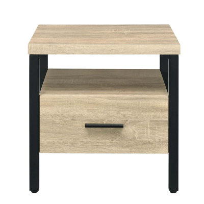 Oak and Black 1-drawer Accent Table