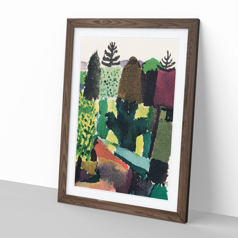 Park by Paul Klee - Picture Frame Painting, Walnut Framed, 36cm H x 27cm W x 2cm D