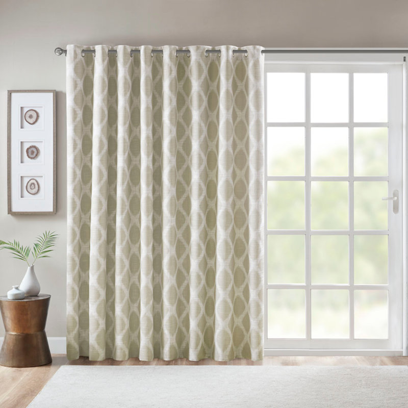 Jacquard Grommet Top Total Blackout Curtain Panel, Taupe, 100" W x 84" L