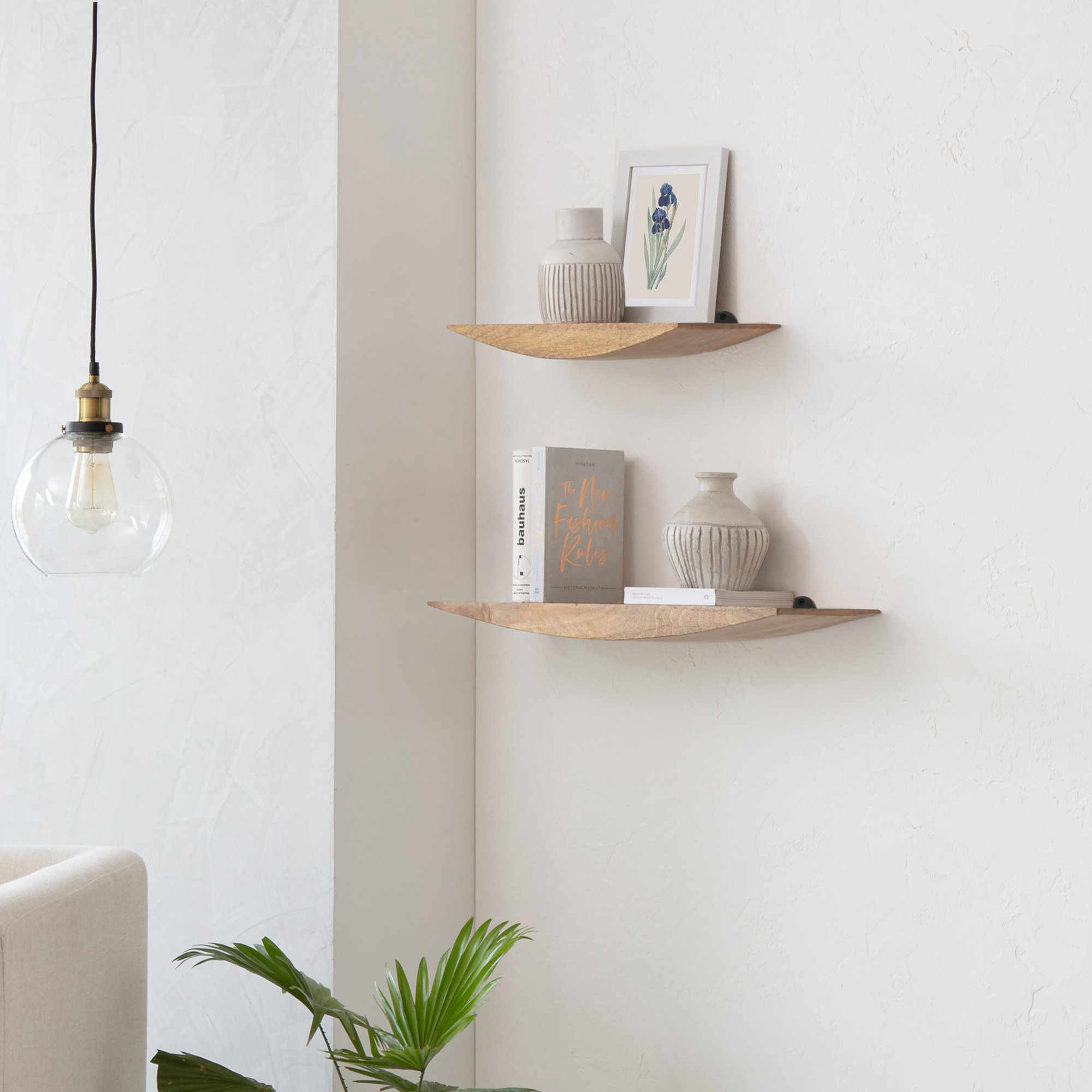Oiva Set Of 2 Wall Mounted Shelves, Natural