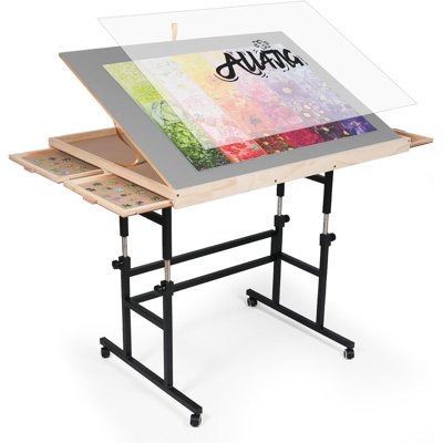 1500 Piece Jigsaw Puzzle Table with Legs,25"x34"Adjustable Puzzle Tables for Adults, 3-Tilting-Angle Portable Wooden Jigsaw Puzzle Board Portable with 4 Drawers & Cover Birthday Gift for mom