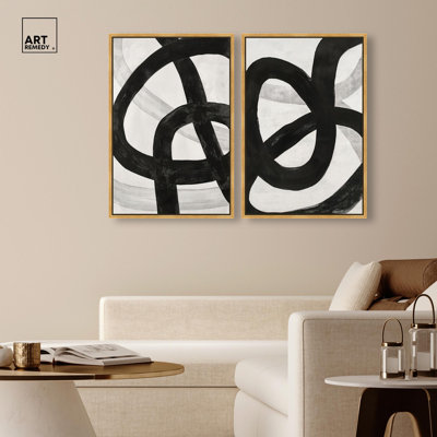 Infinite Loop Duo Canvas Print Modern Livingroom Art Set by Art Remedy, Gallery Wrapped, 36 x 54