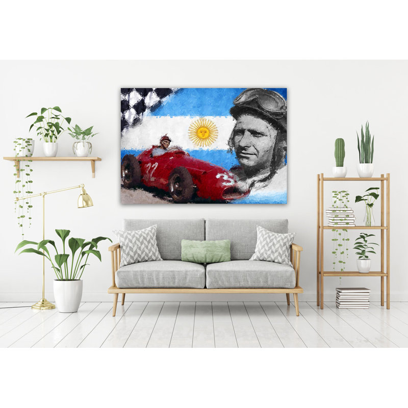 Juan Manuel Fangio 1 Formula One Racing Drivers Collection - Art Prints, 29.5cm H x 39.4cm W x 0.07cm D, Metal