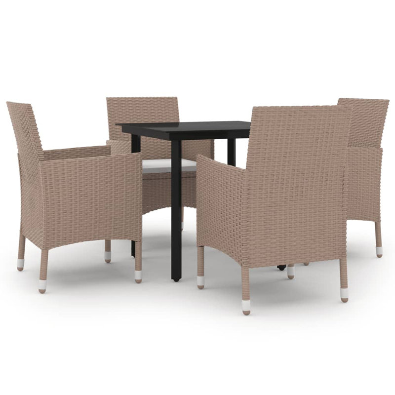 Ensemble de salle à manger rectangulaire pour 6 personnes avec coussins Nikai, Beige / Blanc, 4