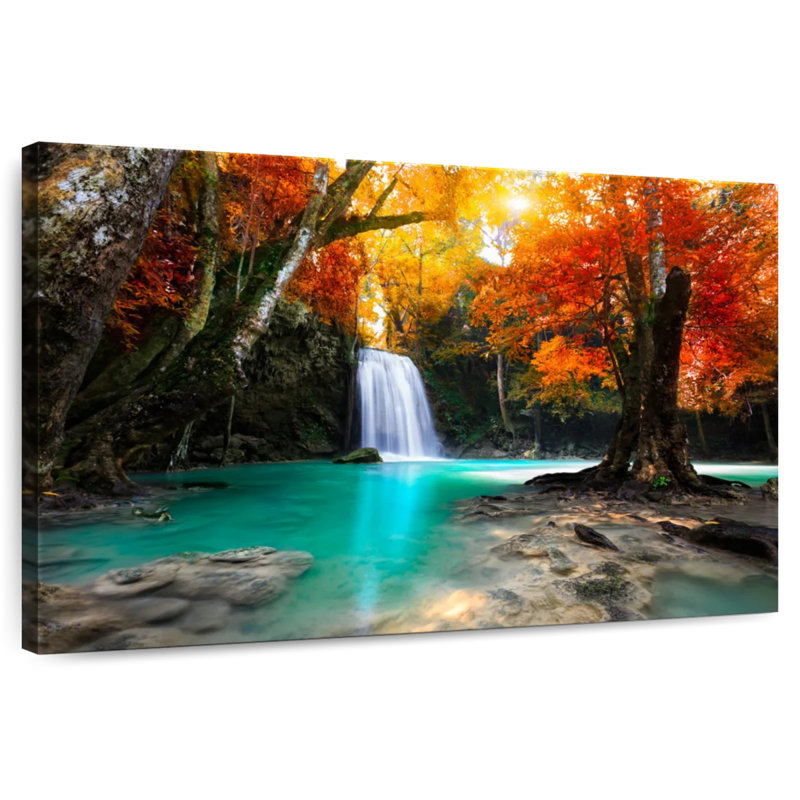 Alvord Autumn Forest Waterfall, 24" H x 36" W