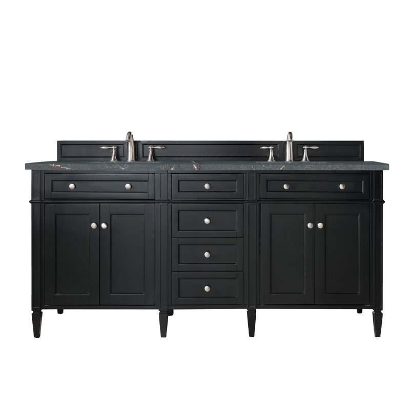 Brittany 72'' W Double Vanity, Parisien Bleu, Black Onyx