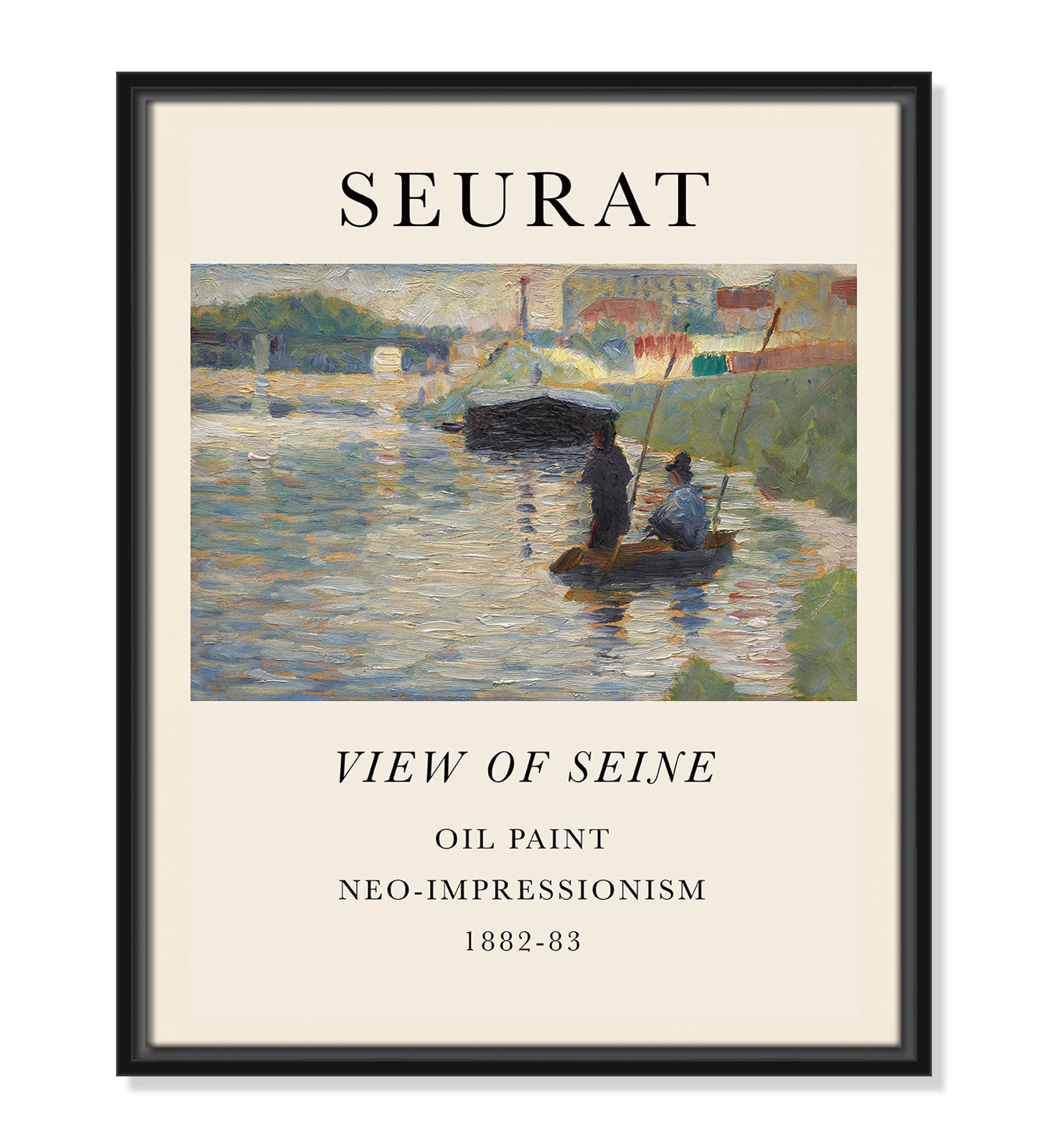 Old Masters Collection "View of Seine" Print, No, 21.5" H x 17.5" W x 2" D, Black Floater Frame
