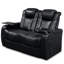 Fauteuil inclinable électrique 2 pièces de 158 cm (62,2 po) en cuir nappa pleine fleur, détente entièrement réglable, chargement intelligent, éclairage DEL RVB dynamique, noir