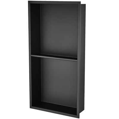 Niche de douche 13 po x 25 po sans carreaux en acier inoxydable 304, niche encastrée au mur avec tablettes doubles, niche scellée imperméable, résistante à la rouille, facile à nettoyer pour la douche ou le rangement du savon
