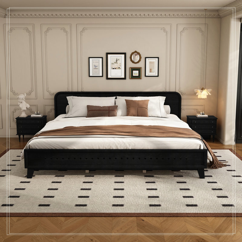 Wood Platform Bed, Black, King