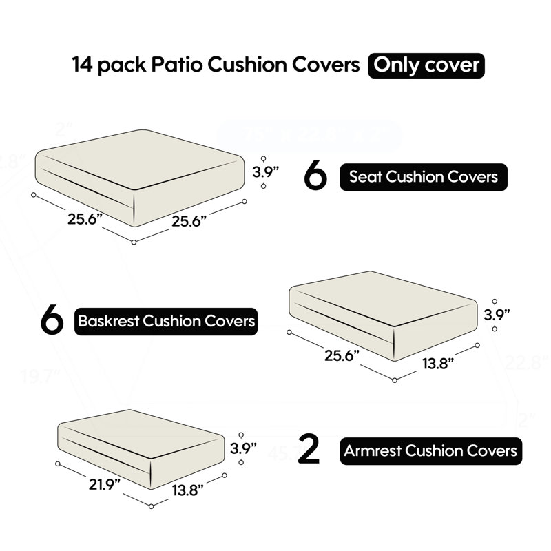 Outdoor Cushion Slipcovers Set for 6-Seater Wicker Rattan Sofa, Durable and Functional, Grass Green