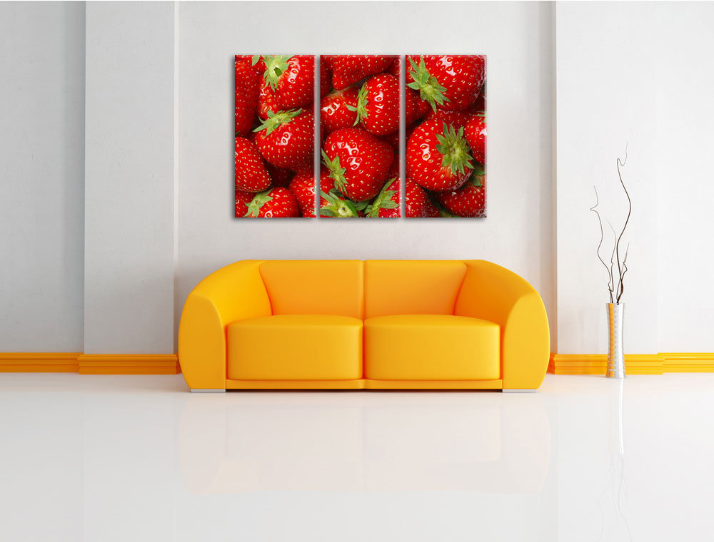 3-tlg. Leinwandbilder-Set „Fruchtig frische Erdbeeren“, Fotodruck