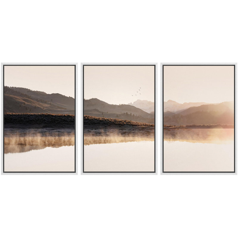 "Coucher de soleil, paysage, panoramique, nature, illustrations, art moderne, salon, chambre à coucher, bureau", Blanc