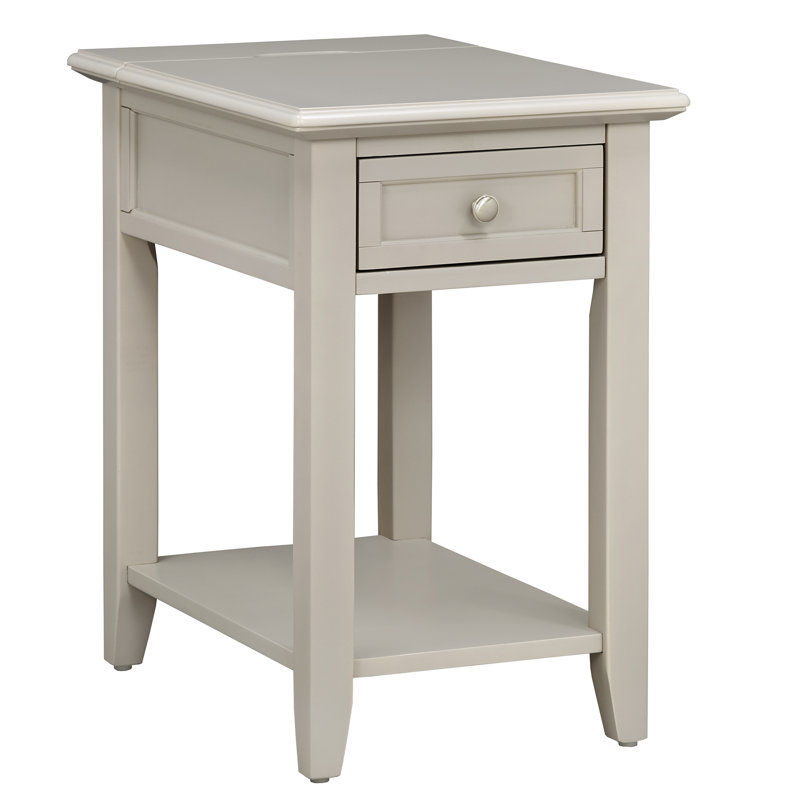 End Table with Power Outlet, Silver Birch