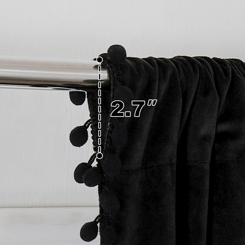 Aleria Velvet Room Darkening Curtain Pair, 52" W x 120" L, Black