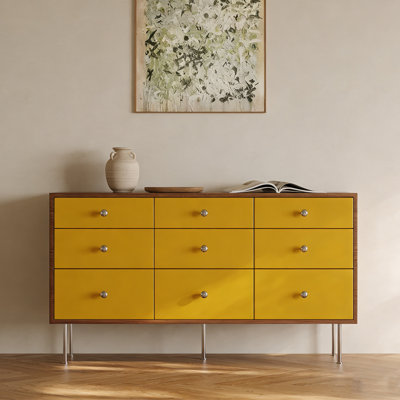 Bright Yellow Creative Storage 9-drawer Cabinet