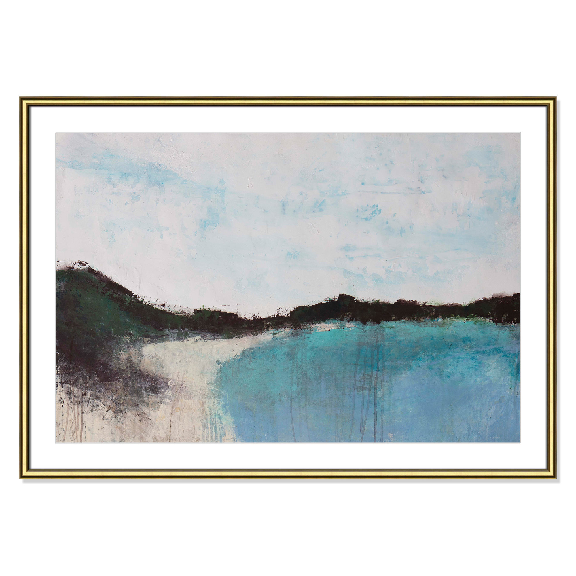 Mountainside Lakeview III by Filippo Ioco - Print, Gold Framed, 30.75" H x 42.75" W x 0.75" D