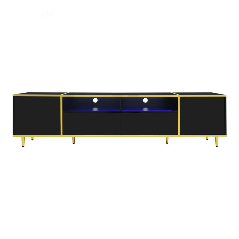 70.9'' Modern TV Stand For Tvs Up To 80 Inches, Entertainment Center With LED Lights And Ample Storage, Ideal For Organized Living Rooms