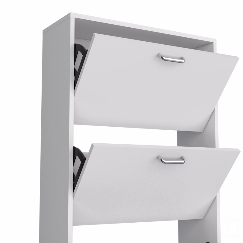 Range-chaussures, 3 portes, 3 tablettes, H 45,4 po x l 31,5 po x P 9,4 po, Blanc