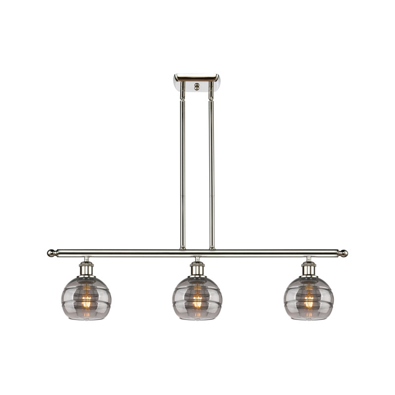Chartoff 3 - Light Kitchen Island Pendant, Light Smoke, Polished Nickel