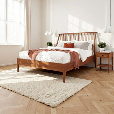 King Size Bamboo Platform Bed with 46.5" Tall Headboard
